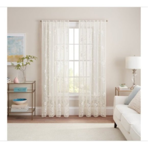 Waverly Curtains Panel 54in X 84in Sherry Lace Cream - Picture 1 of 10